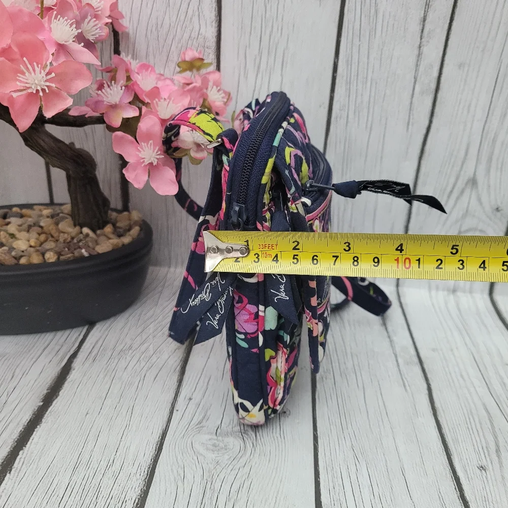 Vera Bradley Hipster Crossbody RIBBONS Winter 2012 Navy Blue Floral Pink - Picture 12 of 16